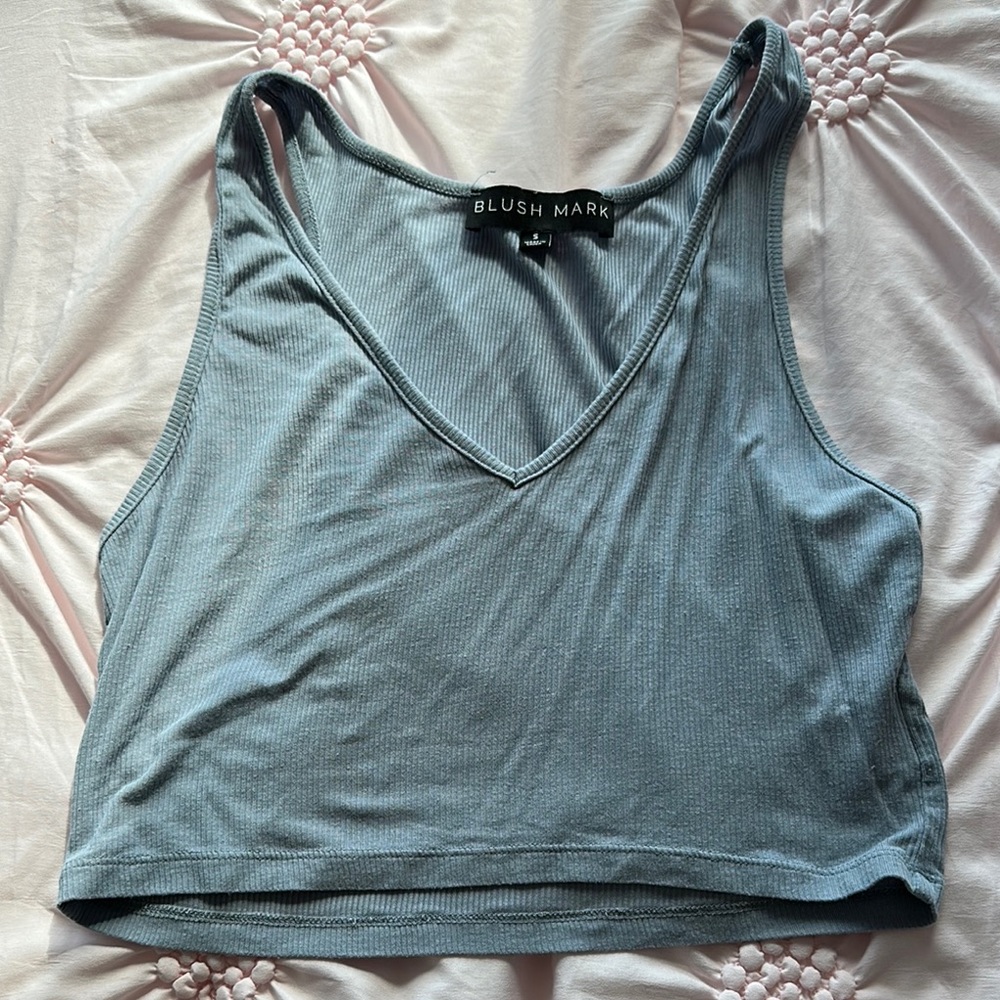 Women's Blue V-Neck Top